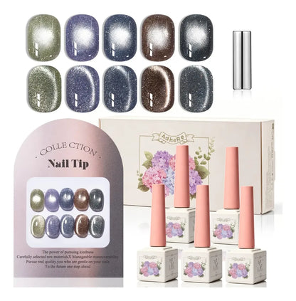 ADHERE Starry Series, 12ml, 5 Crushed Diamond Shades, glitter cat eye gel polish for starry manicure