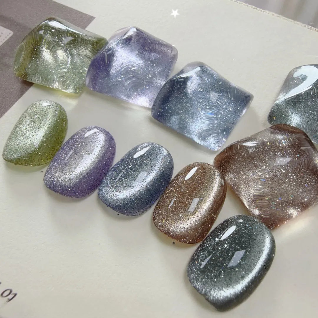 ADHERE Starry Series, 12ml, 5 Crushed Diamond Shades, glitter cat eye gel polish for starry manicure