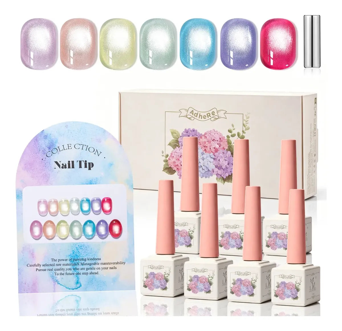 ADHERE Glass Candy Cat-Eye Collection, 12ml, 7 Dopamine Candy Shades, clear translucent cat eye gel polish