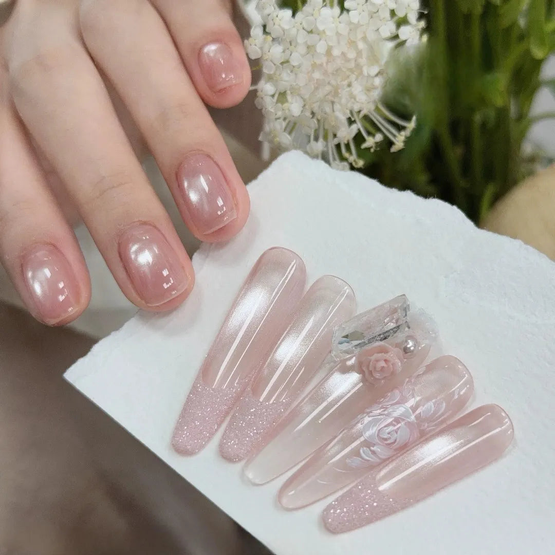 ADHERE Roundy Series, 5g Jar, 6 Glass Bead Shades, sheer glossy cat eye gel for Japanese-style manicure