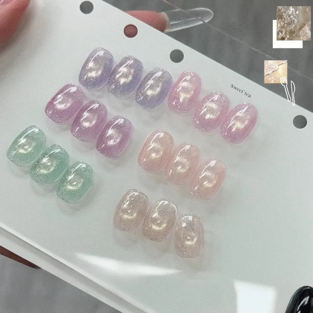 ADHERE Sunny Day Series, 12ml, 6 Shades, pale champagne golden cat eye gel polish for nude daily manicure