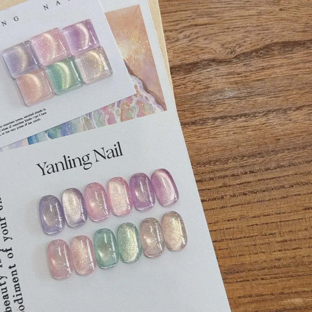 ADHERE Sunny Day Series, 12ml, 6 Shades, pale champagne golden cat eye gel polish for nude daily manicure