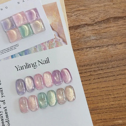 ADHERE Sunny Day Series, 12ml, 6 Shades, pale champagne golden cat eye gel polish for nude daily manicure