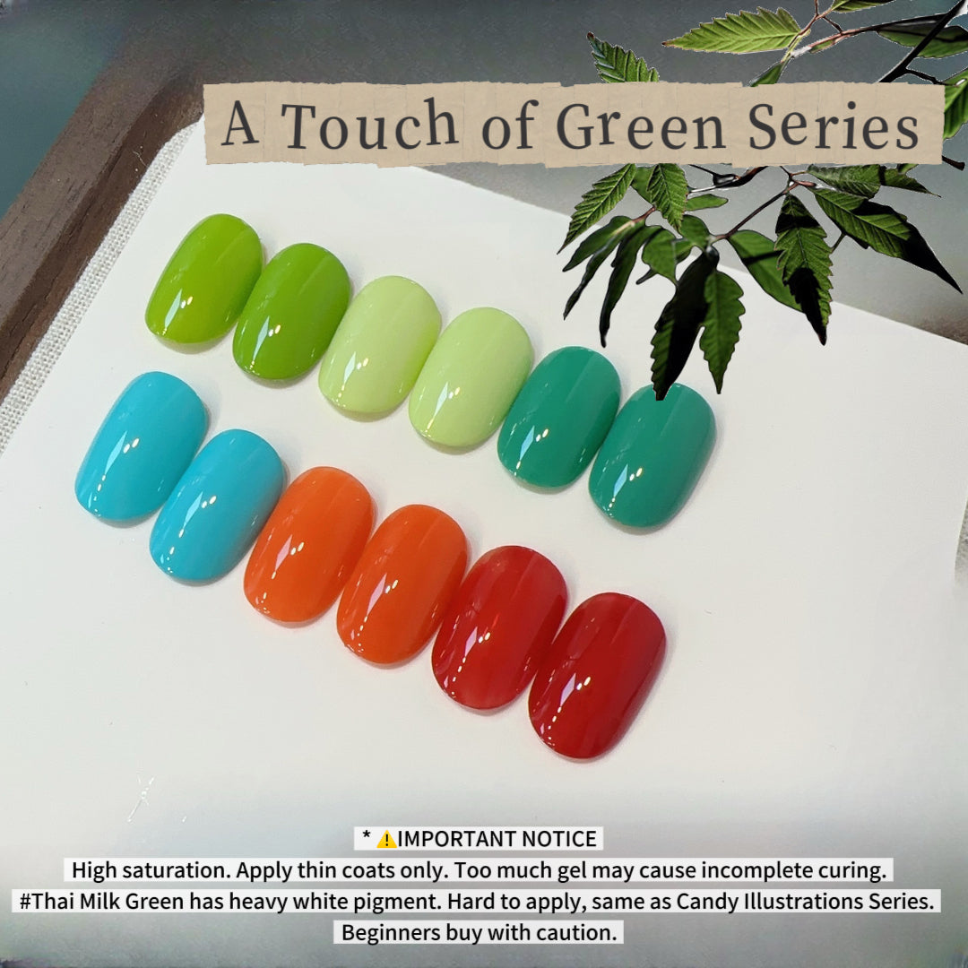 ADHERE A Touch of Green Gel Nail Polish Set, 6 Colors Spring Summer Green Blue Red Shades, High Pigment Pot Gel for Salon & Home DIY Nail Art UV LED