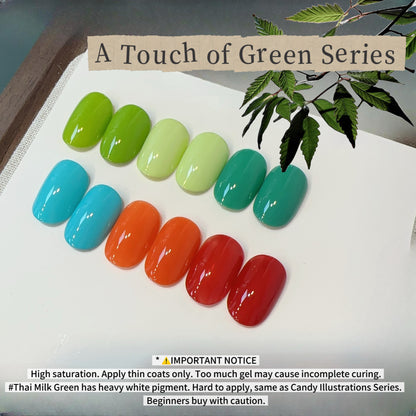 ADHERE A Touch of Green Gel Nail Polish Set, 6 Colors Spring Summer Green Blue Red Shades, High Pigment Pot Gel for Salon & Home DIY Nail Art UV LED