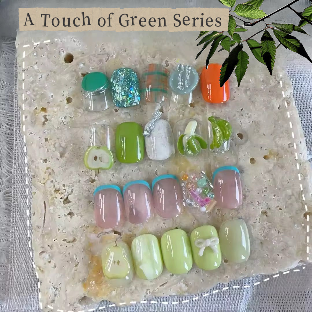 ADHERE A Touch of Green Gel Nail Polish Set, 6 Colors Spring Summer Green Blue Red Shades, High Pigment Pot Gel for Salon & Home DIY Nail Art UV LED