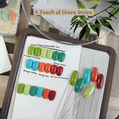 ADHERE A Touch of Green Gel Nail Polish Set, 6 Colors Spring Summer Green Blue Red Shades, High Pigment Pot Gel for Salon & Home DIY Nail Art UV LED