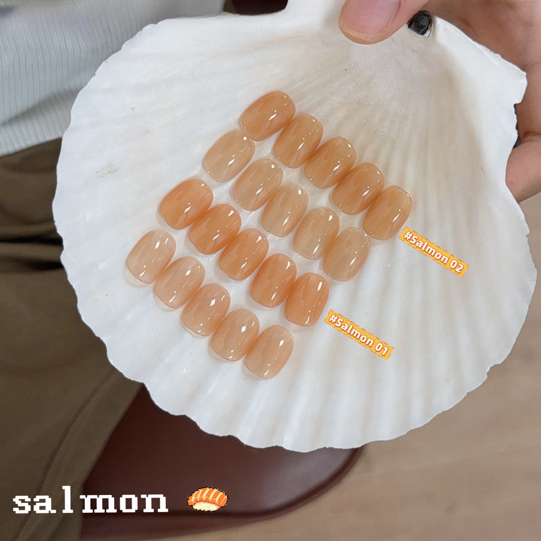 ADHERE Salmon Jelly Gel Nail Polish Set, 2 Colors Translucent Salmon Pink Nude Gel, Flattering Sheer Gel for All Skin Tones Salon & Home DIY Nail Art UV LED