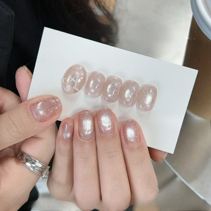 ADHERE Starlit Collection Shimmer Cat Eye Gel Set, 15ml 7 Colors Daily Nude & Party Sparkle Shades, Magnetic Crushed-Diamond Gel Polish for Nail Design UV LED