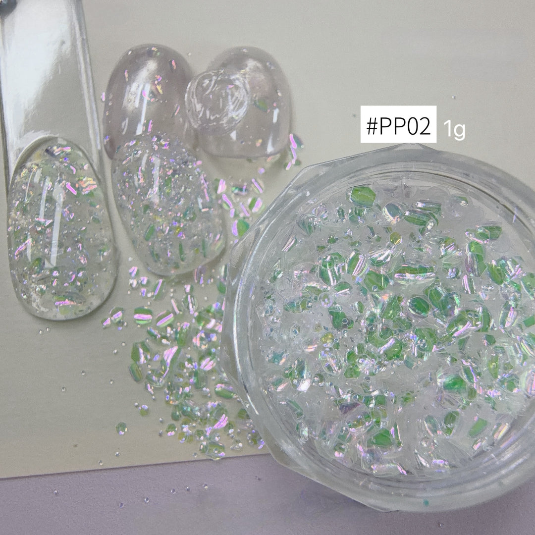 ADHERE Bubble Up Collection Iridescent Nail Glitter Set, 6 Colors 1g/Jar Cat Eye Bubble Flakes, Crystal Sparkle Sequins for Gel Nail Art & DIY Manicure