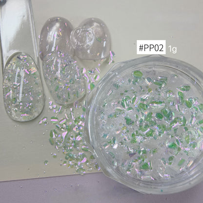 ADHERE Bubble Up Collection Iridescent Nail Glitter Set, 6 Colors 1g/Jar Cat Eye Bubble Flakes, Crystal Sparkle Sequins for Gel Nail Art & DIY Manicure