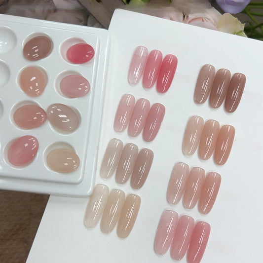 ADHERE Veiled Series 8 Colors | 12ML Sheer Nude Gel Polish – Brightening Tones, Salon-Grade Translucent Finish