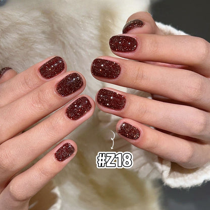 ADHERE Winter Gift Collection Gel Nail Polish Set, 15ml x6 Dark Cherry Red Brown Green Winter Colors, High Saturation Shimmer Diamond Glitter Gel for Salon & Home DIY Nail Art UV LED